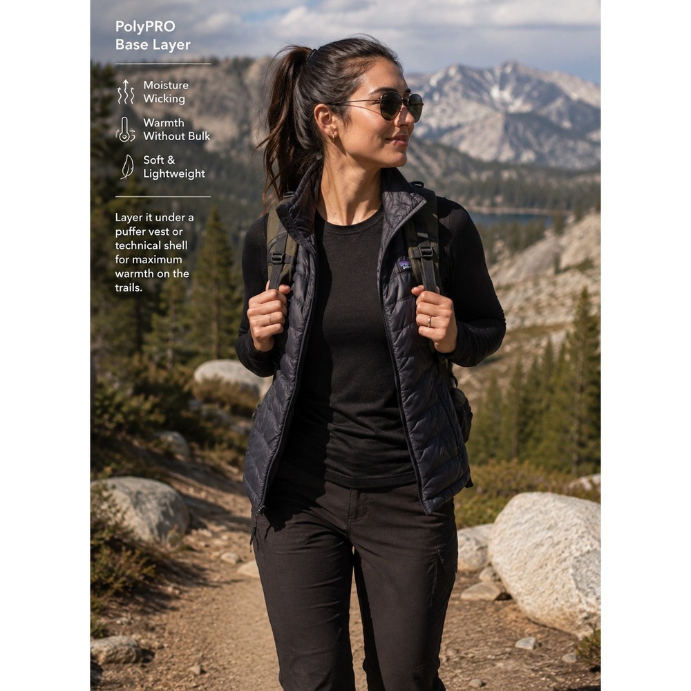 Kathmandu PolyPRO Black Base Layer Long Sleeve Top Womens XS